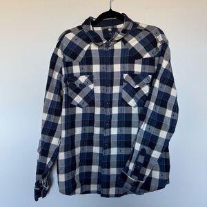 Frye Navy and Cream Checkered Men's Shirt